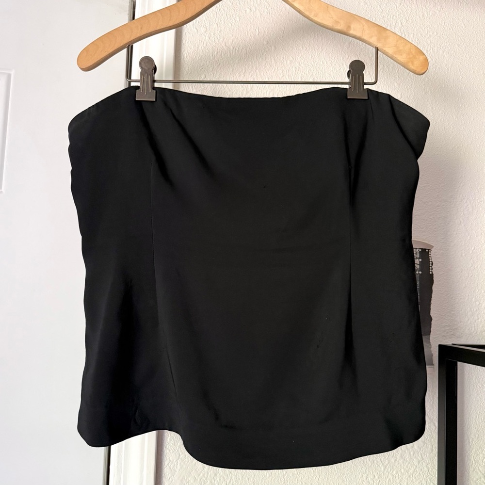 CO black strapless boned bustier cropped‎ top
